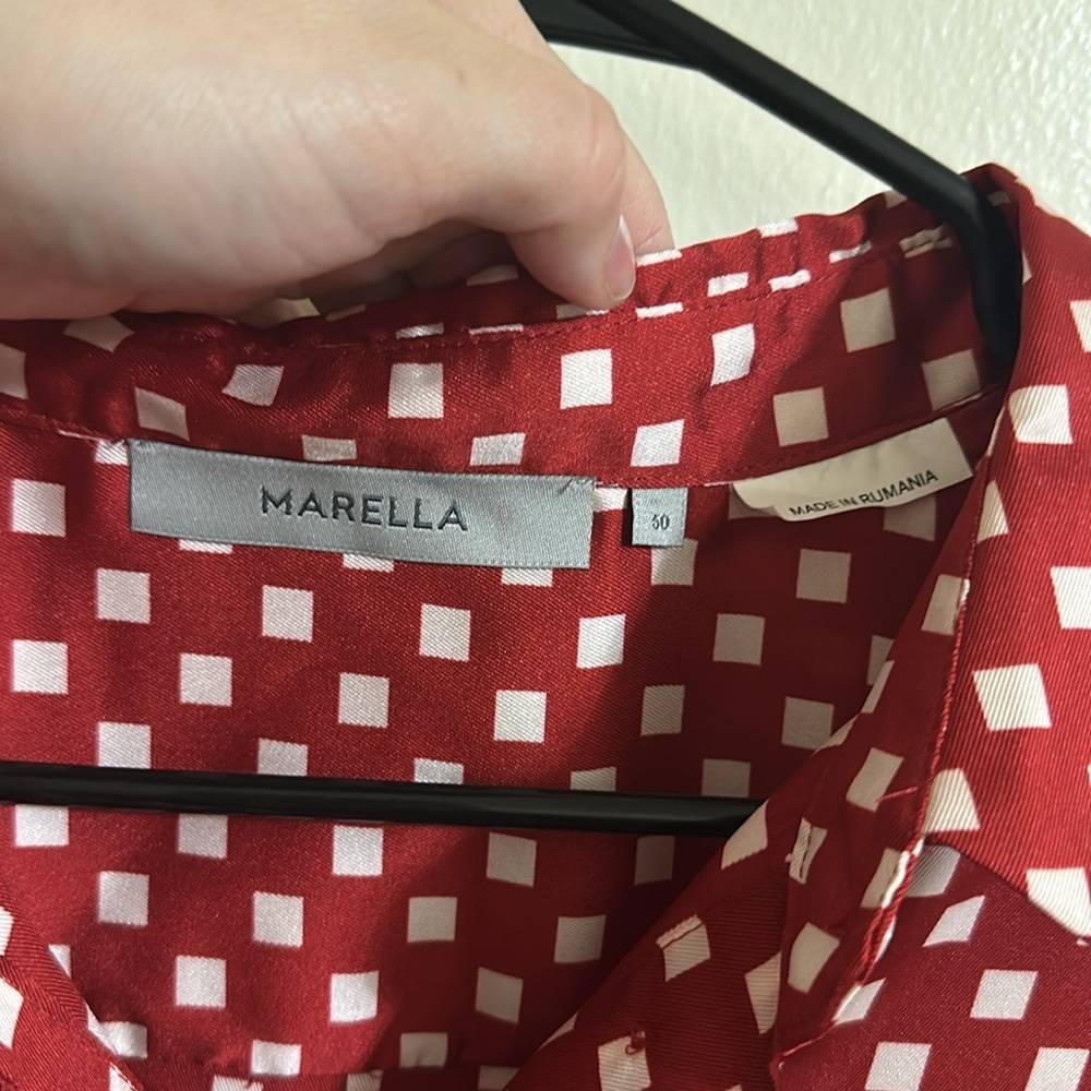 NWT Marella Red Square Button Down Blouse NWT - image 4